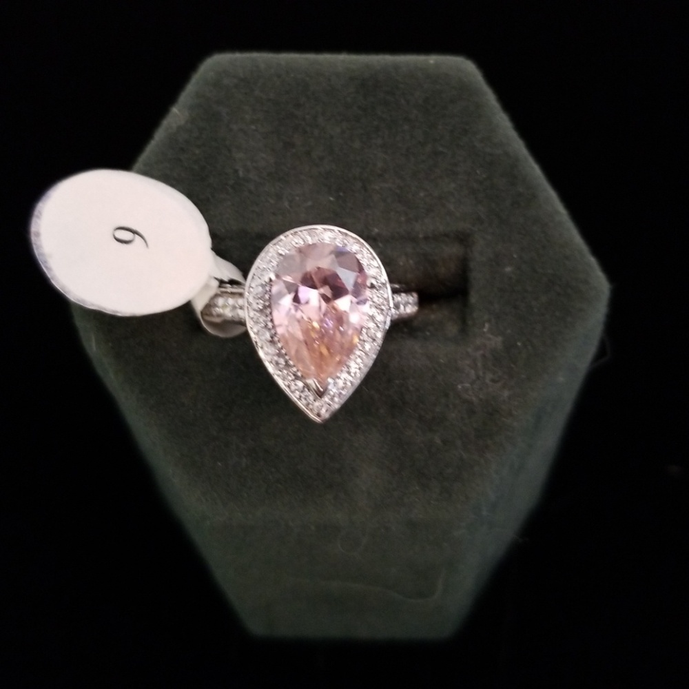 New sterling silver ring with pink and clear CZ